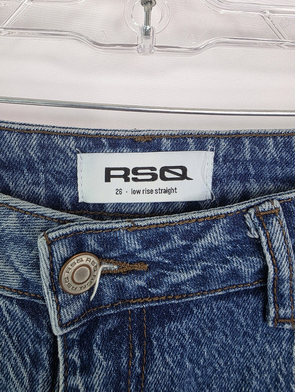 RSQ size 26 low rise Blue Straight Leg Jeans Classic Style Pants - Picture 3 of 6